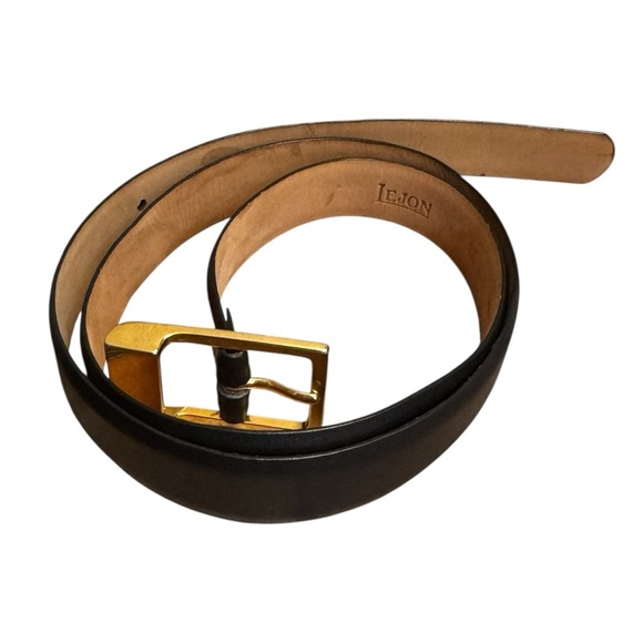 LEJON Italian Calfskin Size XL Women’s Black Leather Gold Buckle Made in USA EUC - Picture 6 of 14